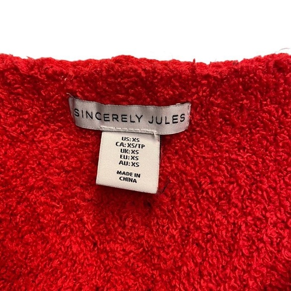 Sincerely Jules Eyelash Knit Oversize Sweater Women's Size XSmall Red - Picture 2 of 4